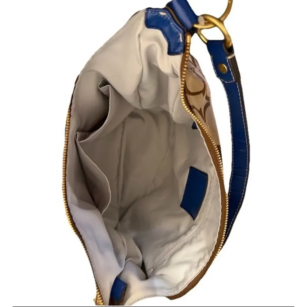 NWT Coach Y2K Signature Stripe Hobo Bag Wallet SET Khaki & Blue Jacquard 3254-1